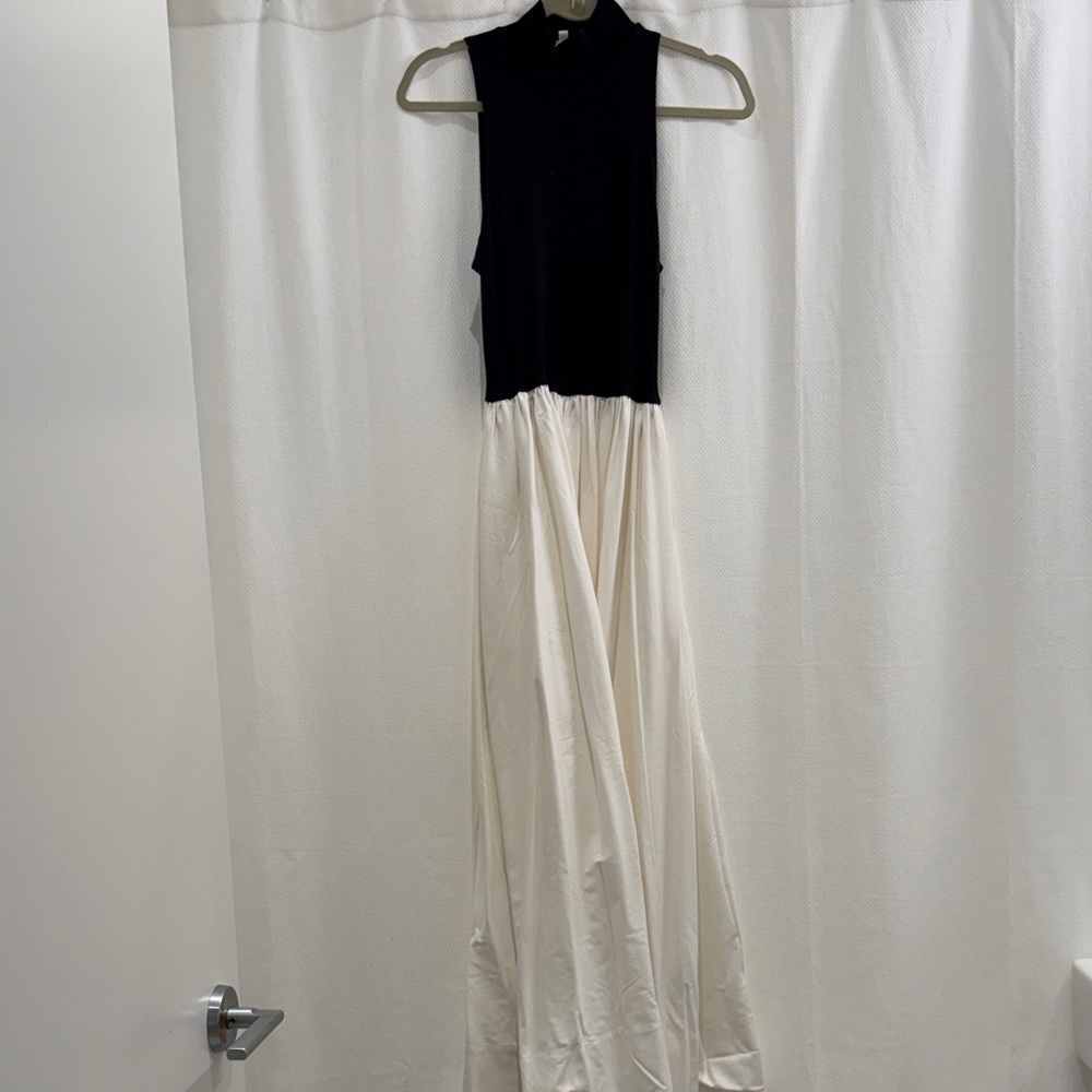Reformation Black and White Sleeveless Maxi Dress